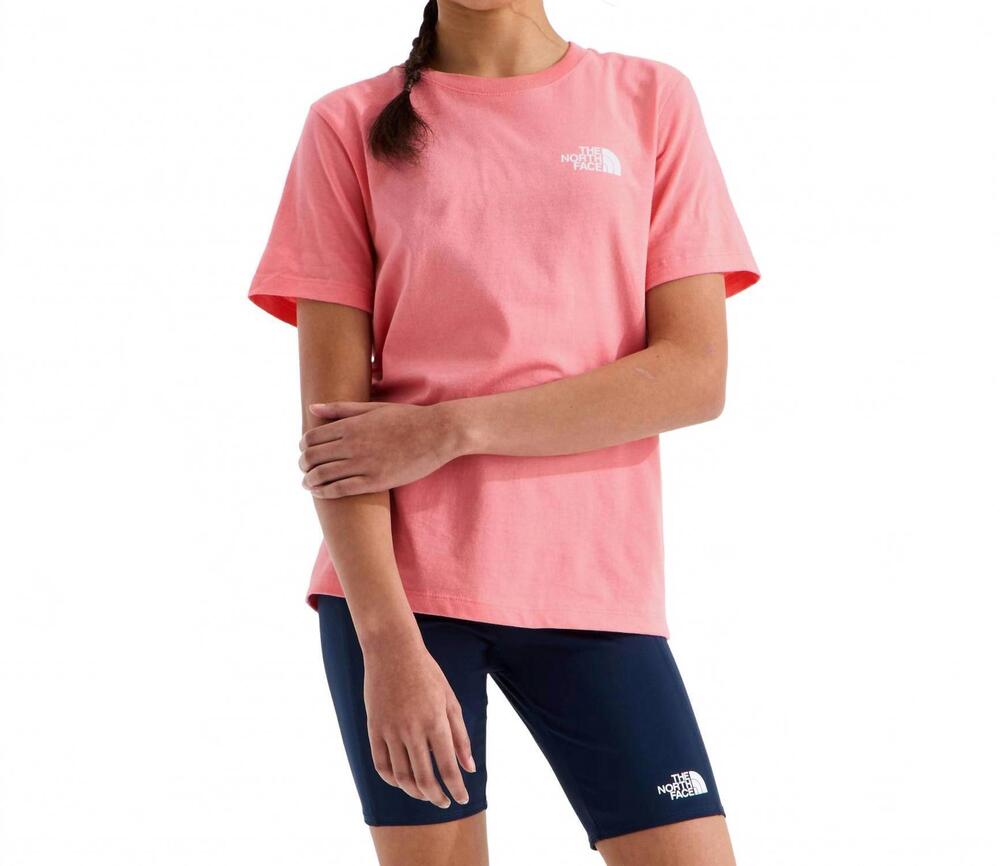 NEW THE NORTH FACE teen's evolution box nse tee in pink coral crus